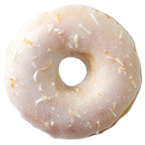 ココナッツの優しい香りと甘さがしっとり生地にぴったりのドーナツ。コーヒーと一緒に。